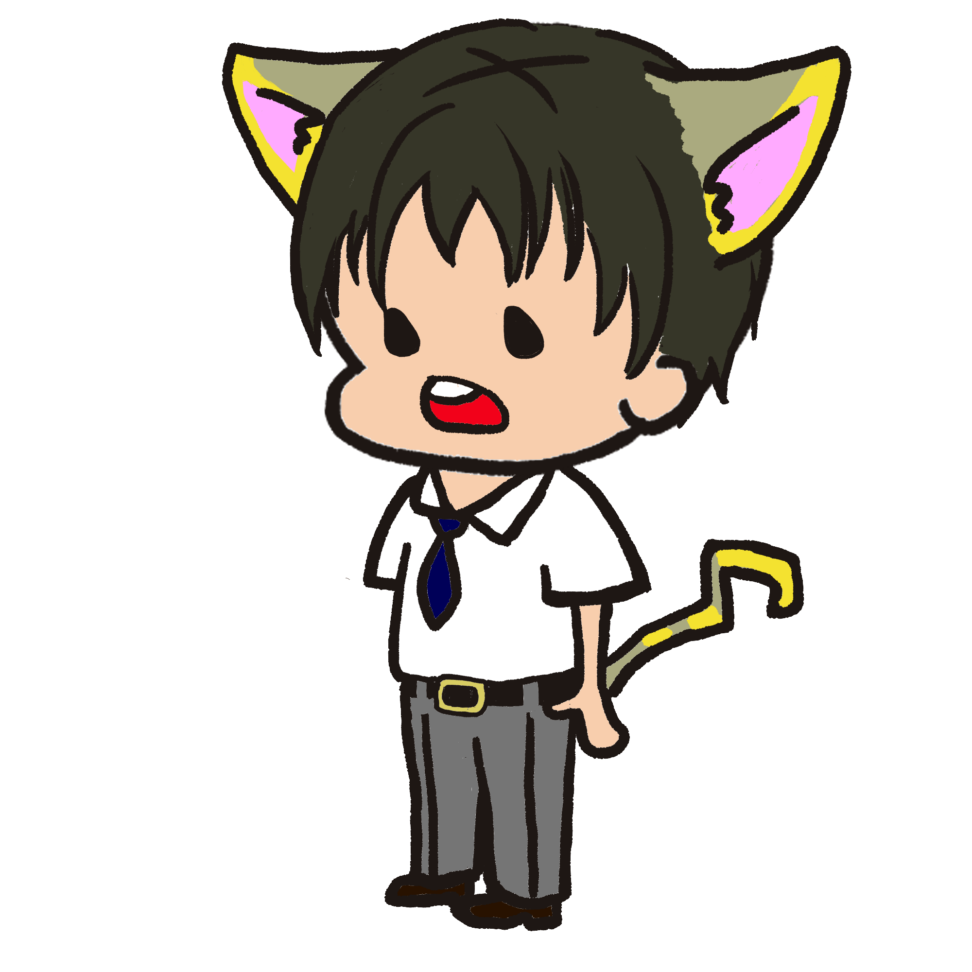 フリー素材 学生の男の子 猫耳 Hiyogorilla